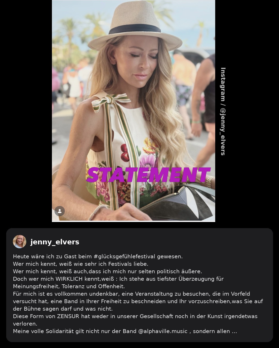 Nach Alphaville-Eklat: Jenny Elvers boykottiert Glücksgefühle Festival